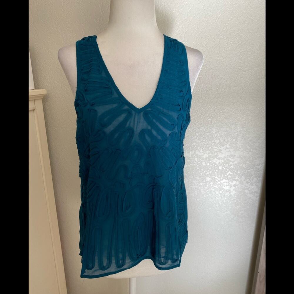 NWT Chardi & Lia teal Chiffon top medium